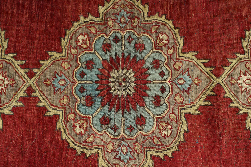 3x11 Red and Beige Turkish Tribal Runner