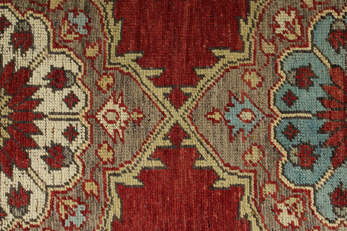 3x11 Red and Beige Turkish Tribal Runner