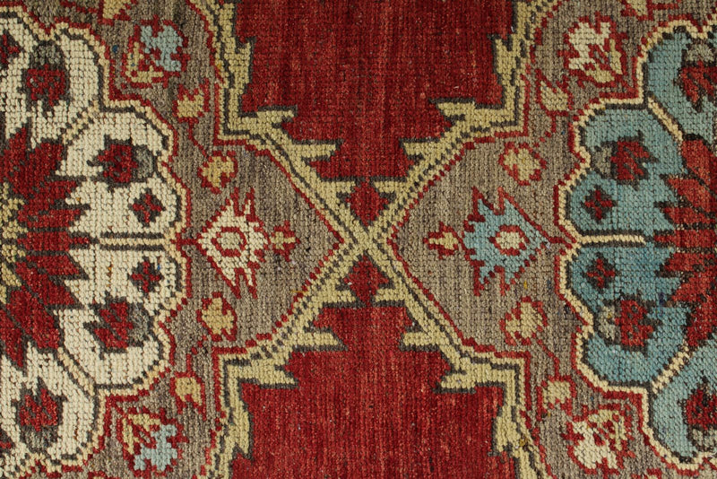 3x11 Red and Beige Turkish Tribal Runner