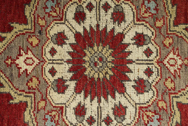 3x11 Red and Beige Turkish Tribal Runner