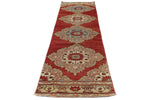 3x11 Red and Beige Turkish Tribal Runner