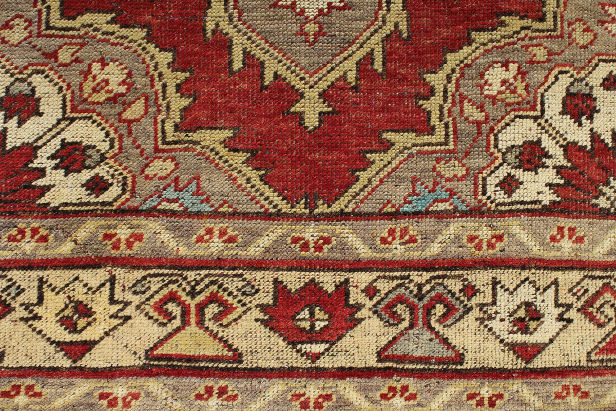 3x11 Red and Beige Turkish Tribal Runner