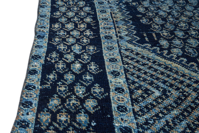 4x5 Navy and Navy Anatolian Turkish Tribal Rug