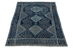 4x5 Navy and Navy Anatolian Turkish Tribal Rug