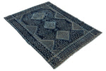 4x5 Navy and Navy Anatolian Turkish Tribal Rug