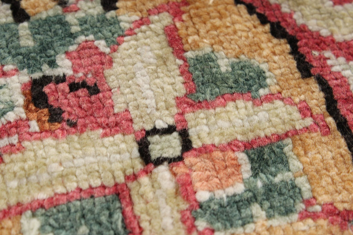 6x6 Pink and Green Turkish Silk Rug