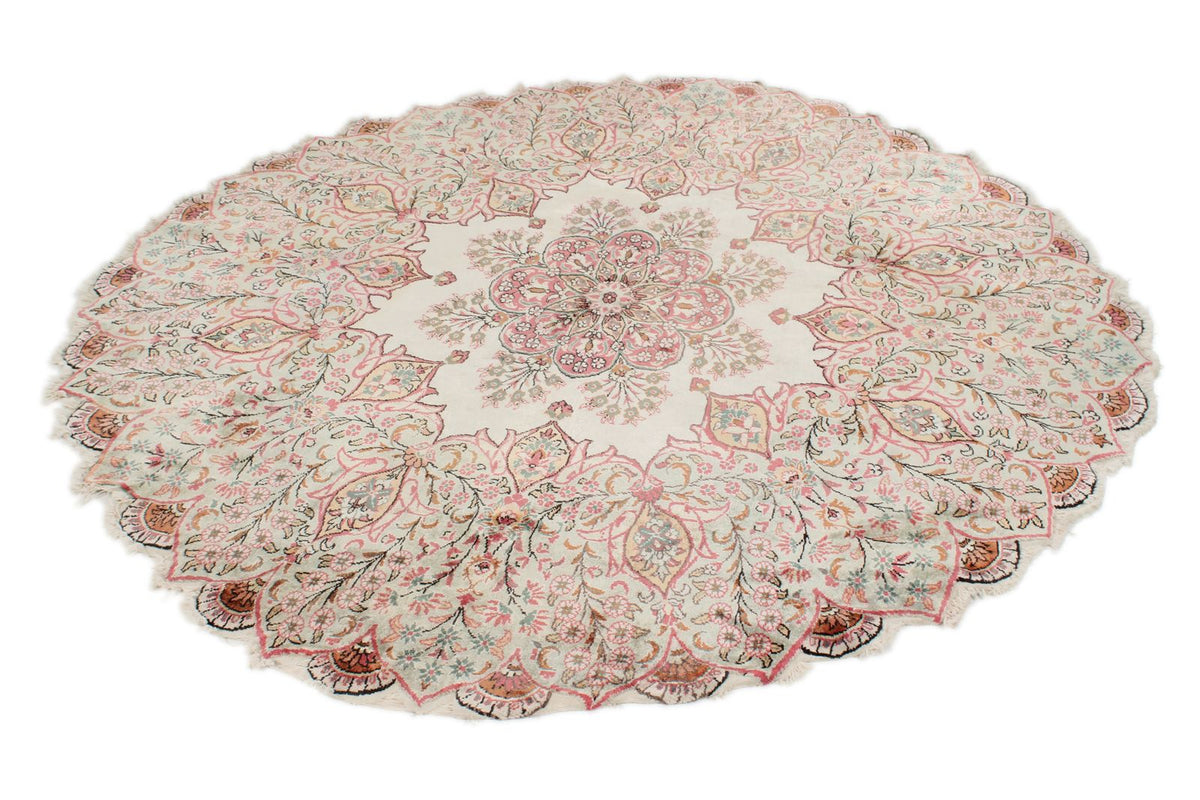 6x6 Pink and Green Turkish Silk Rug