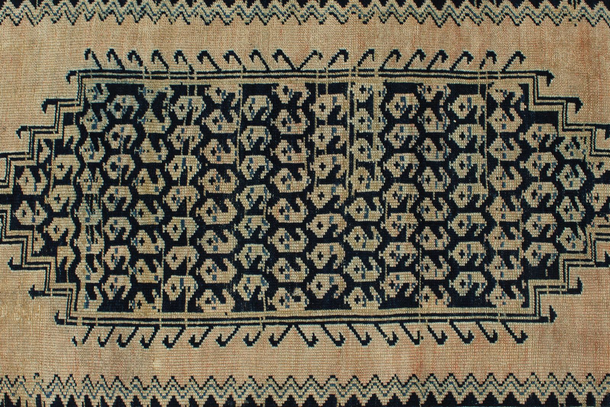 3x13 Light Brown and Navy Persian Traditional Runner