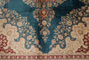 9x12 Blue and Ivory Turkish Silk Rug