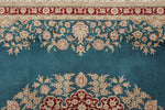 9x12 Blue and Ivory Turkish Silk Rug