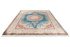 9x12 Blue and Ivory Turkish Silk Rug