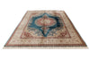 9x12 Blue and Ivory Turkish Silk Rug