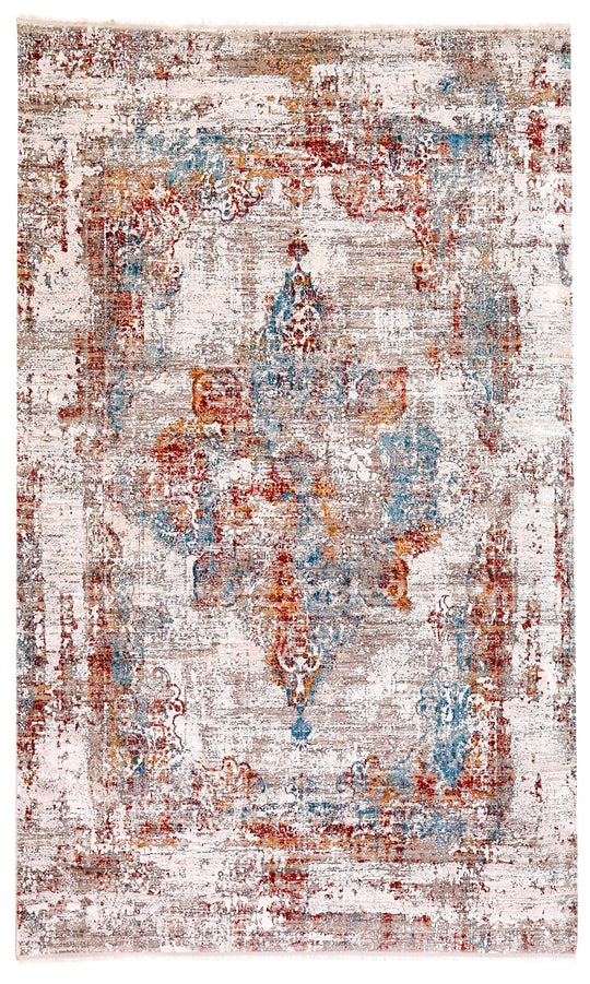 5x8 Silver and Multicolor Turkish Antep Rug