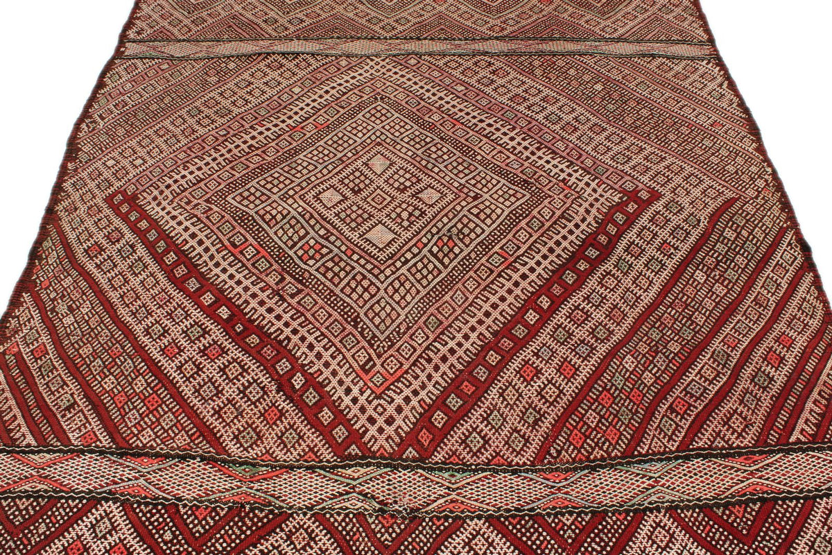 6x10 Burgundy and Ivory Turkish Tribal Rug