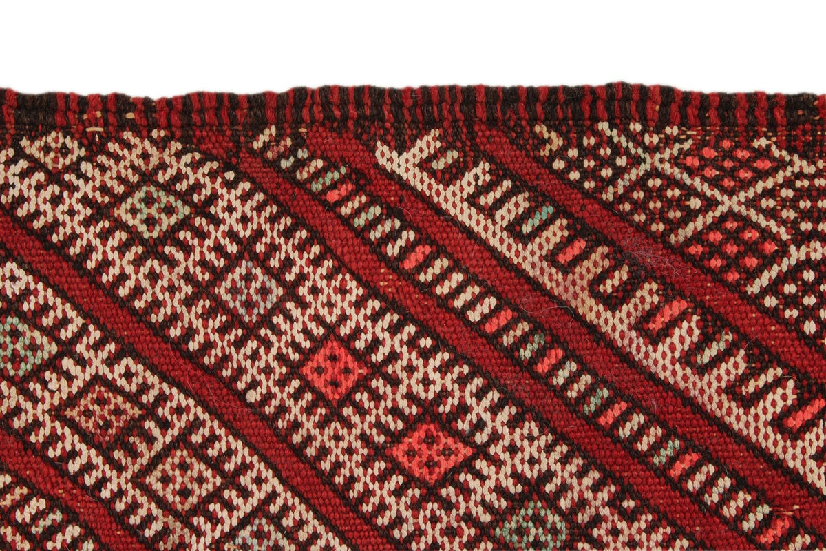 6x10 Burgundy and Ivory Turkish Tribal Rug