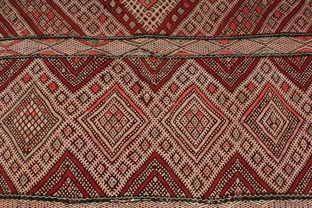 6x10 Burgundy and Ivory Turkish Tribal Rug