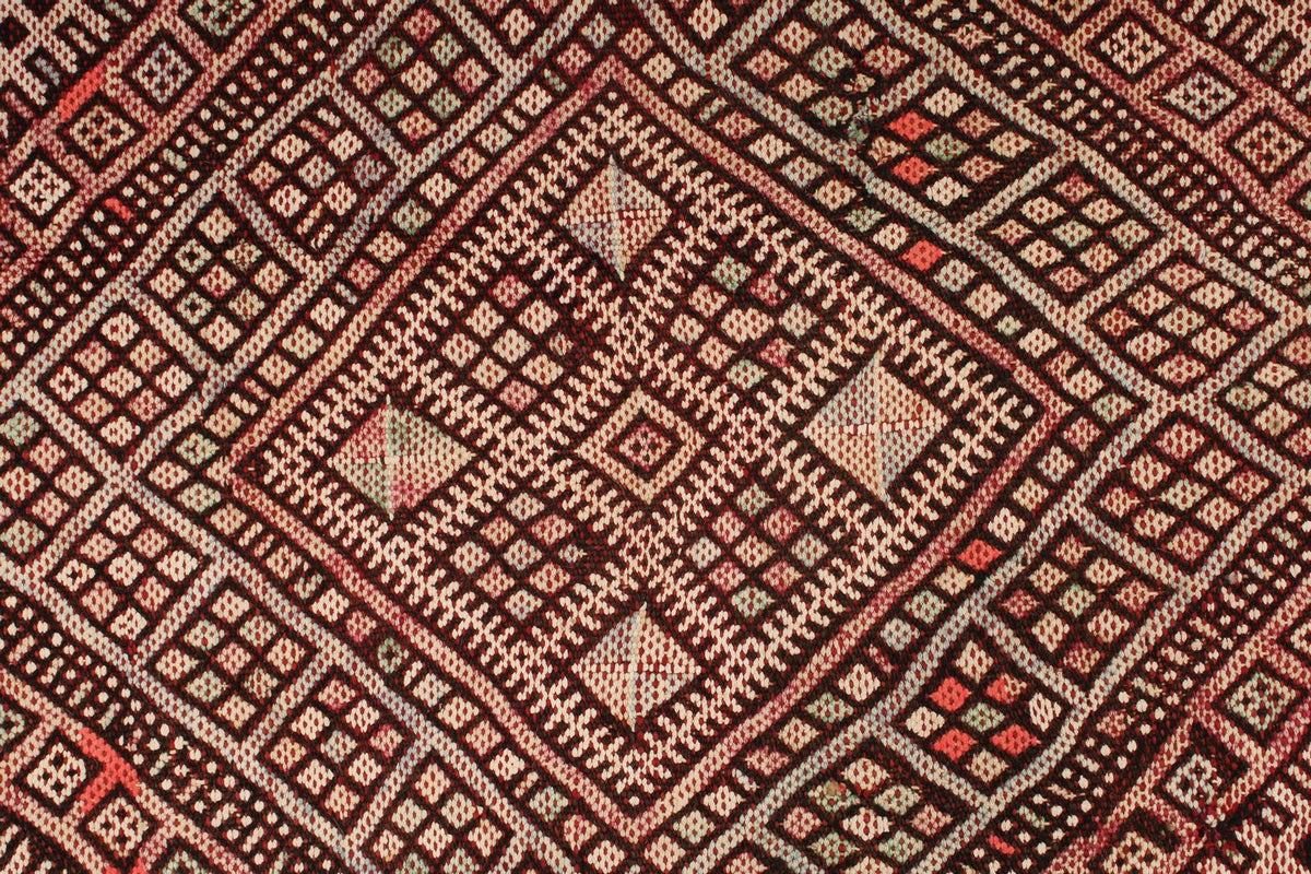 6x10 Burgundy and Ivory Turkish Tribal Rug
