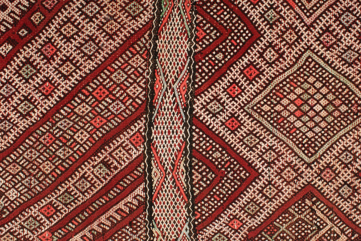 6x10 Burgundy and Ivory Turkish Tribal Rug