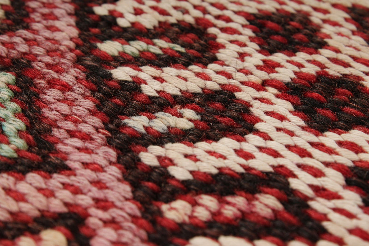 6x10 Burgundy and Ivory Turkish Tribal Rug