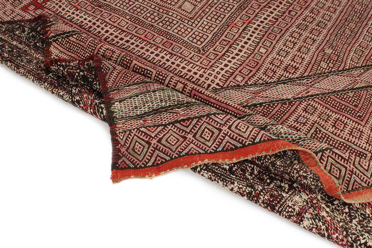6x10 Burgundy and Ivory Turkish Tribal Rug