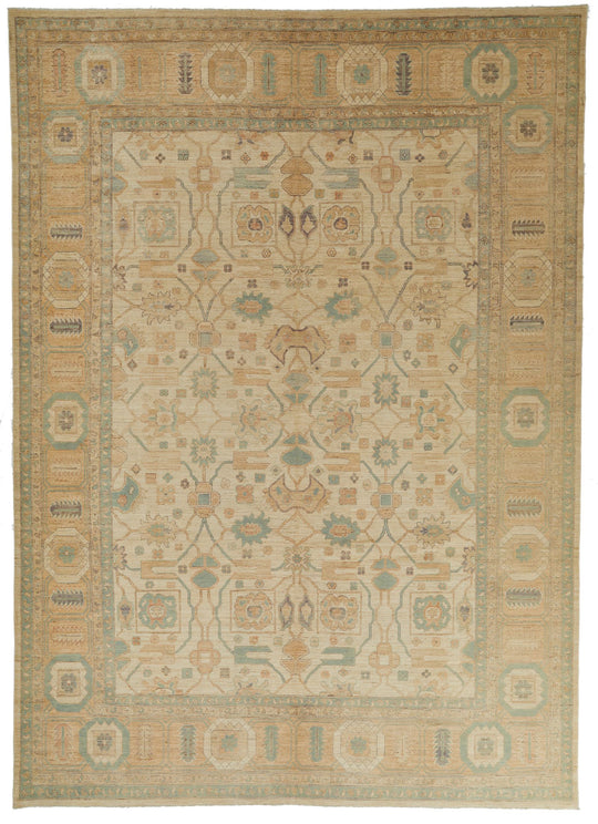 10x14 Ivory Turkish Tribal Rug