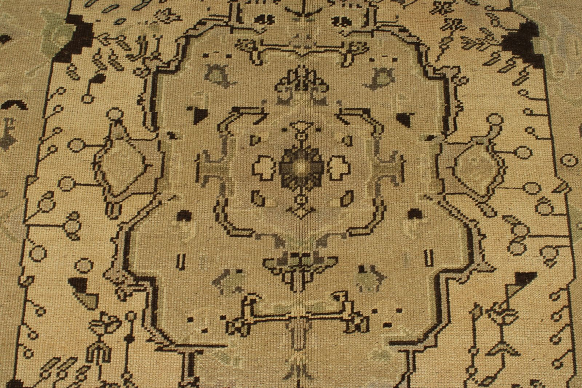 5x8 Green and Ivory Turkish Tribal Rug