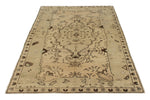 5x8 Green and Ivory Turkish Tribal Rug