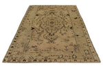 5x8 Green and Ivory Turkish Tribal Rug
