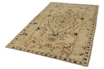 5x8 Green and Ivory Turkish Tribal Rug