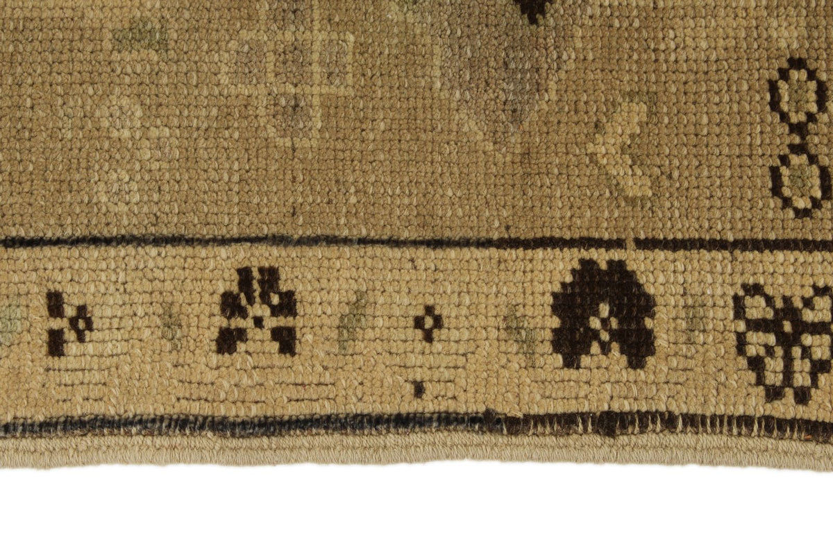 5x8 Green and Ivory Turkish Tribal Rug