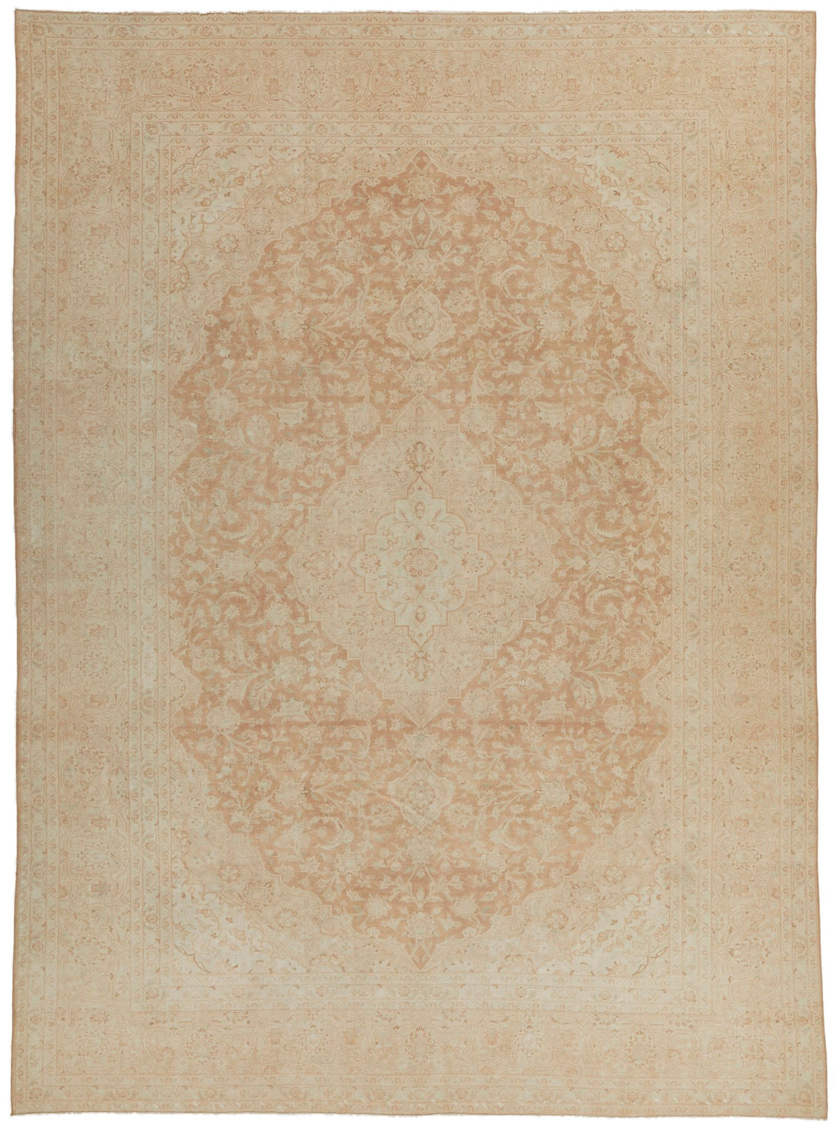 10x13 Light Rust and Ivory Turkish Oushak Rug