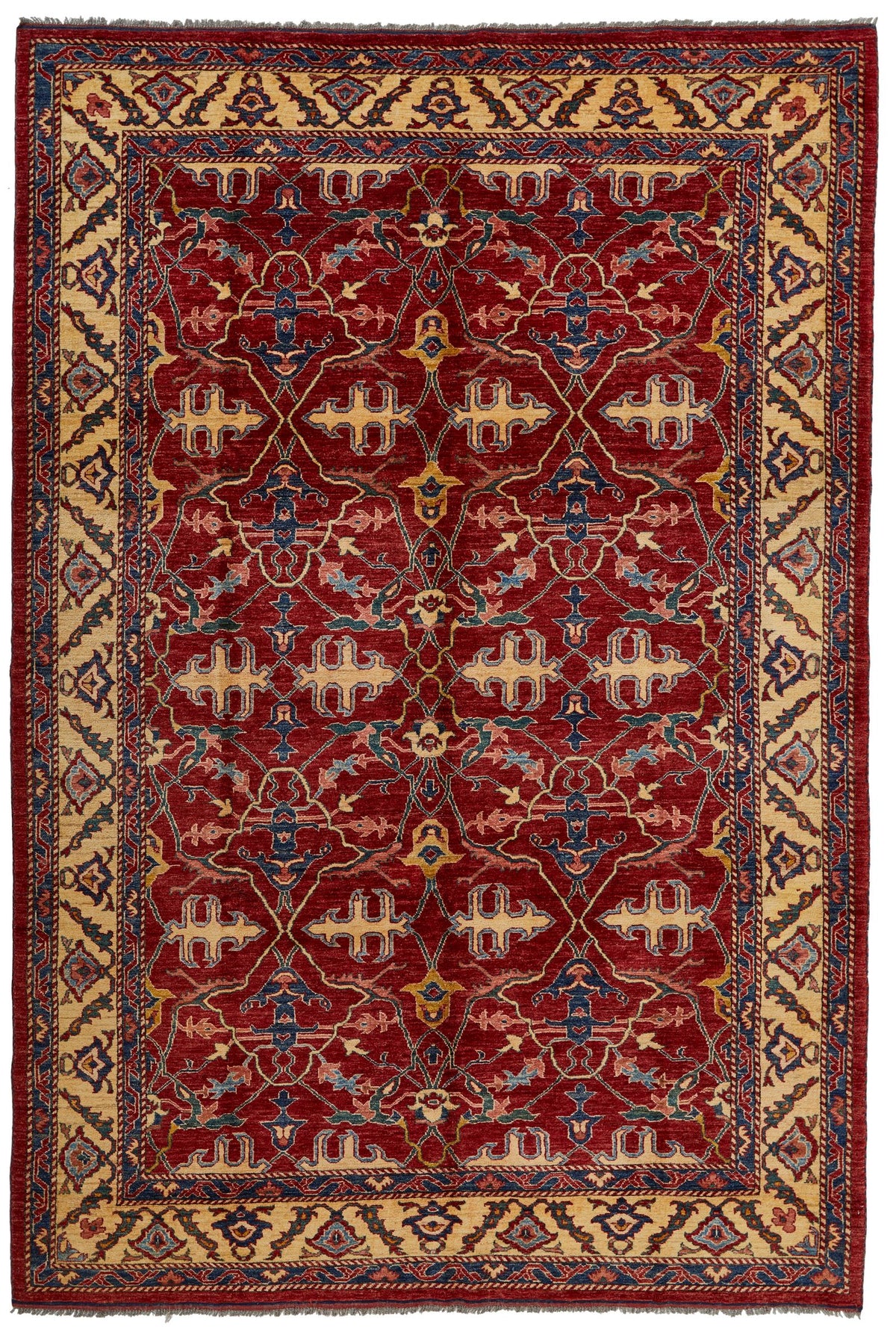 8x11 Red and Ivory Kazak Tribal Rug