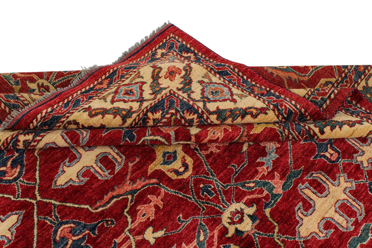 8x11 Red and Ivory Kazak Tribal Rug
