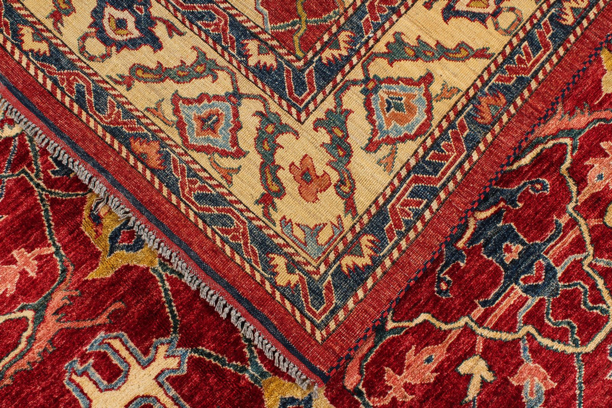 8x11 Red and Ivory Kazak Tribal Rug