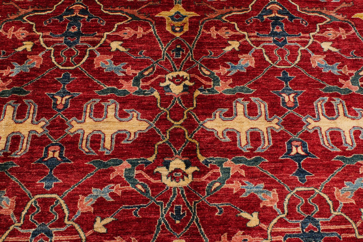 8x11 Red and Ivory Kazak Tribal Rug