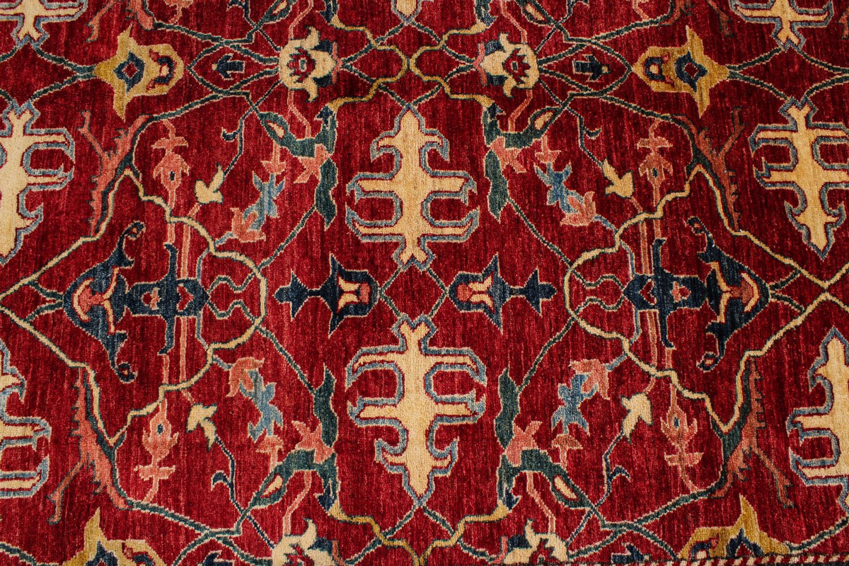 8x11 Red and Ivory Kazak Tribal Rug