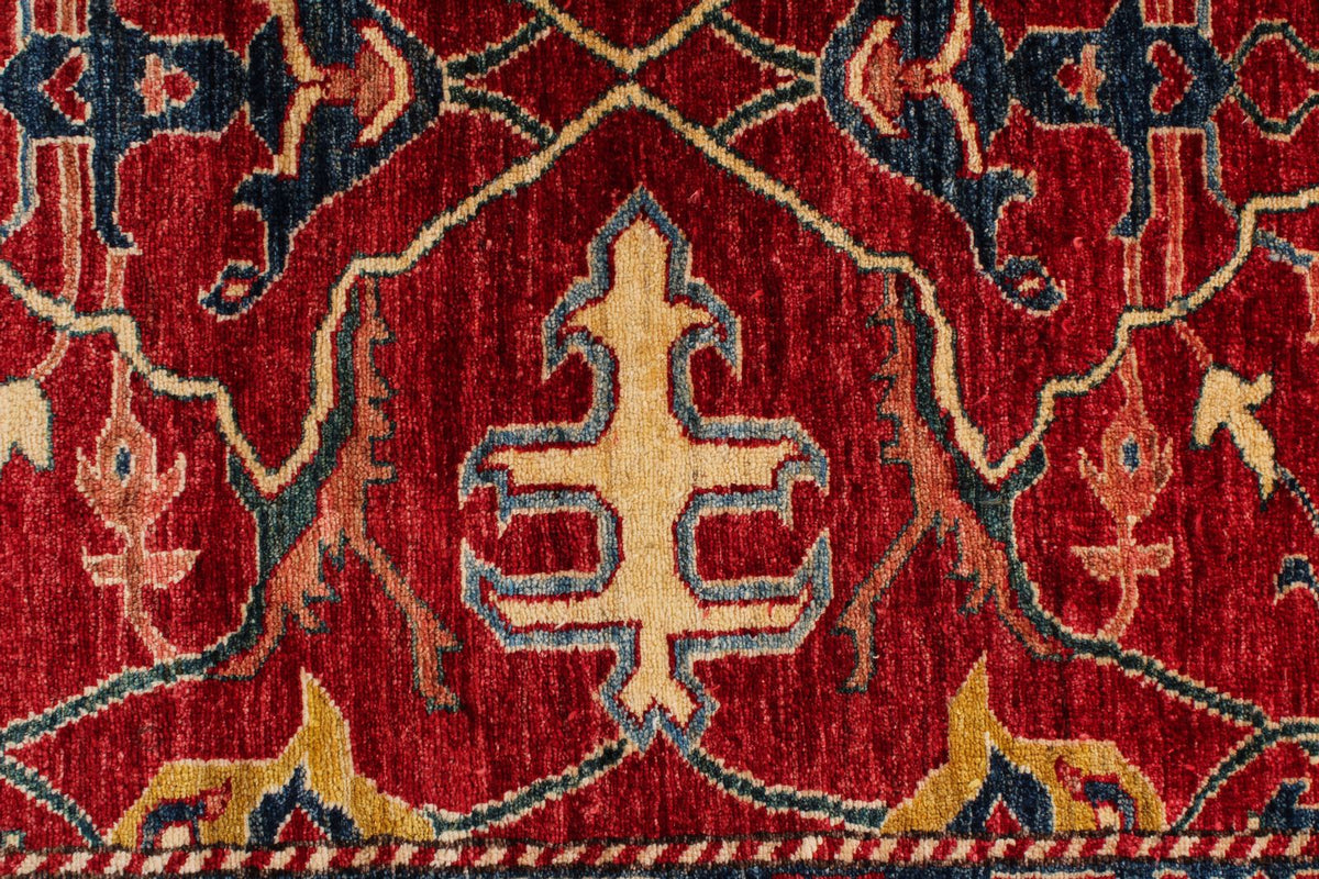 8x11 Red and Ivory Kazak Tribal Rug