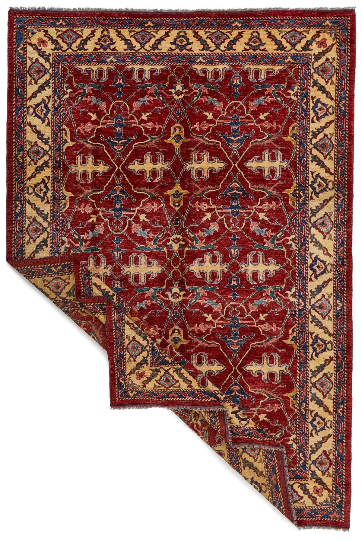 8x11 Red and Ivory Kazak Tribal Rug