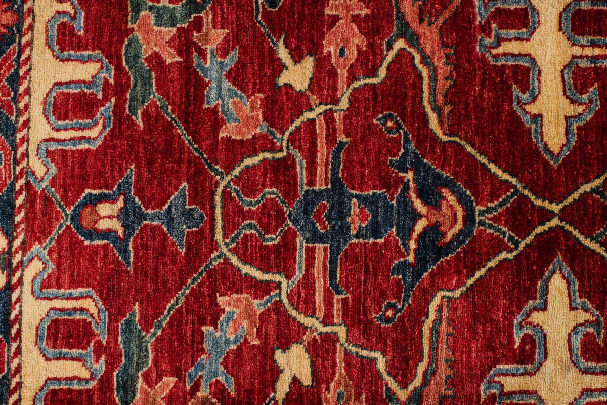 8x11 Red and Ivory Kazak Tribal Rug