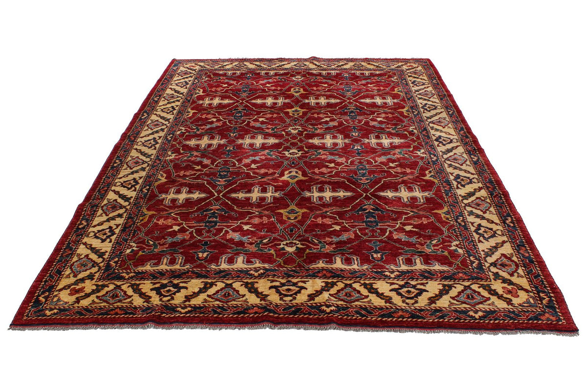 8x11 Red and Ivory Kazak Tribal Rug