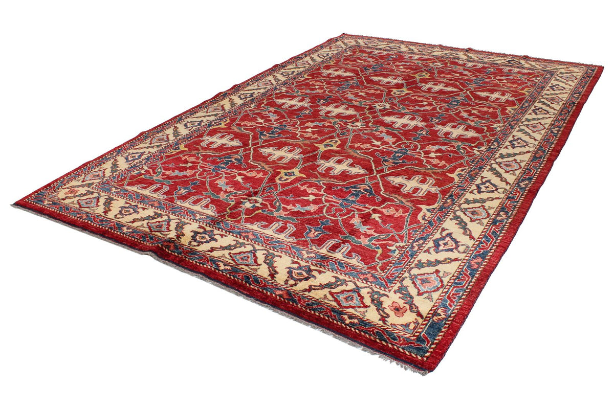 8x11 Red and Ivory Kazak Tribal Rug