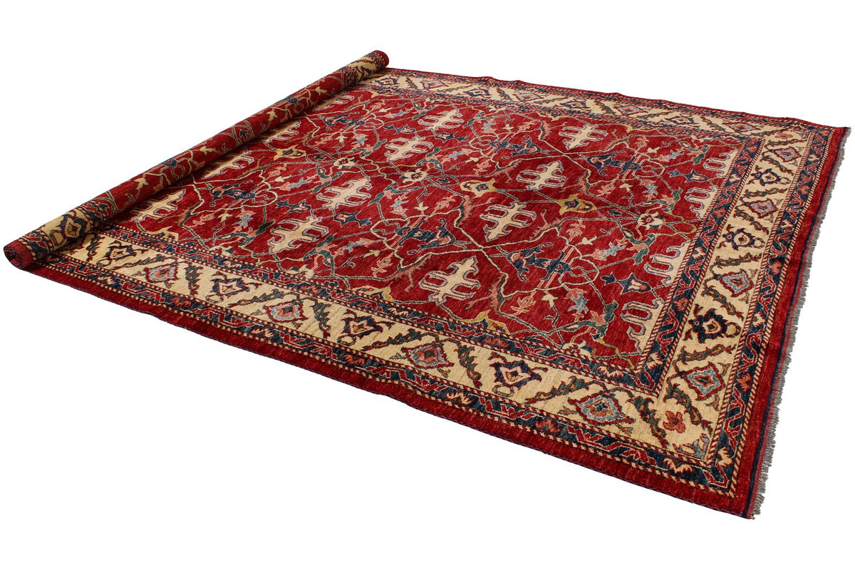 8x11 Red and Ivory Kazak Tribal Rug