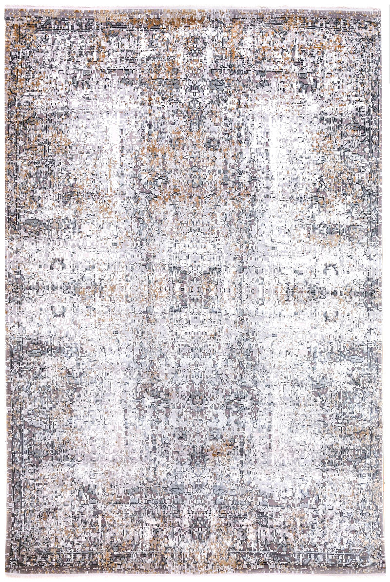 6x9 Off White and Silver Turkish Antep Rug