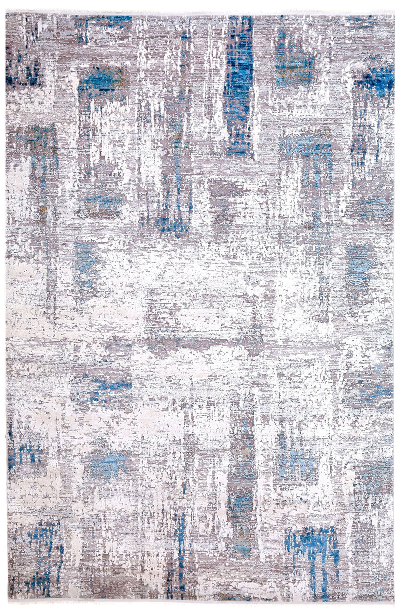 6x9 Off White and Blue Turkish Antep Rug