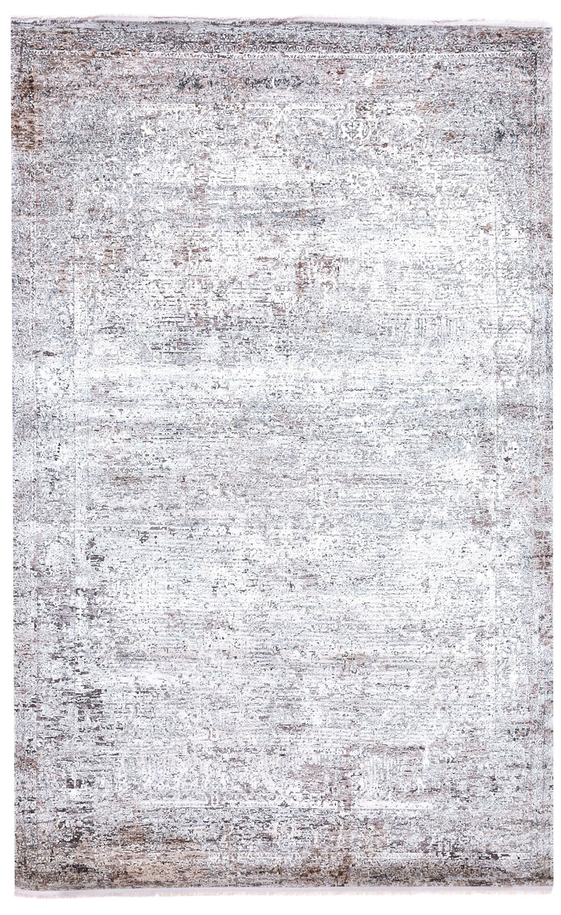 6x9 Off White and Gray Turkish Antep Rug