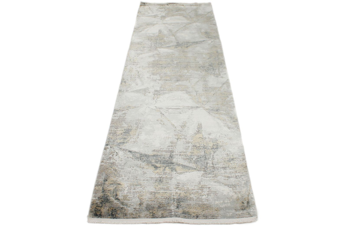 3x10 Light Gray and Off White Turkish Antep Runner