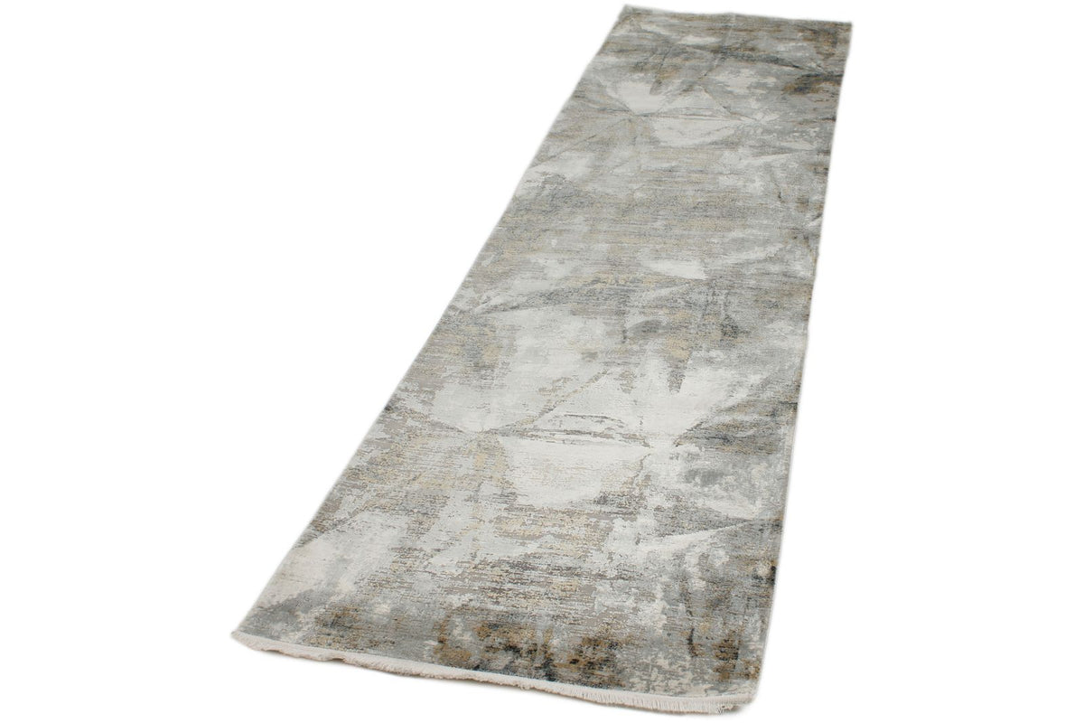3x10 Light Gray and Off White Turkish Antep Runner