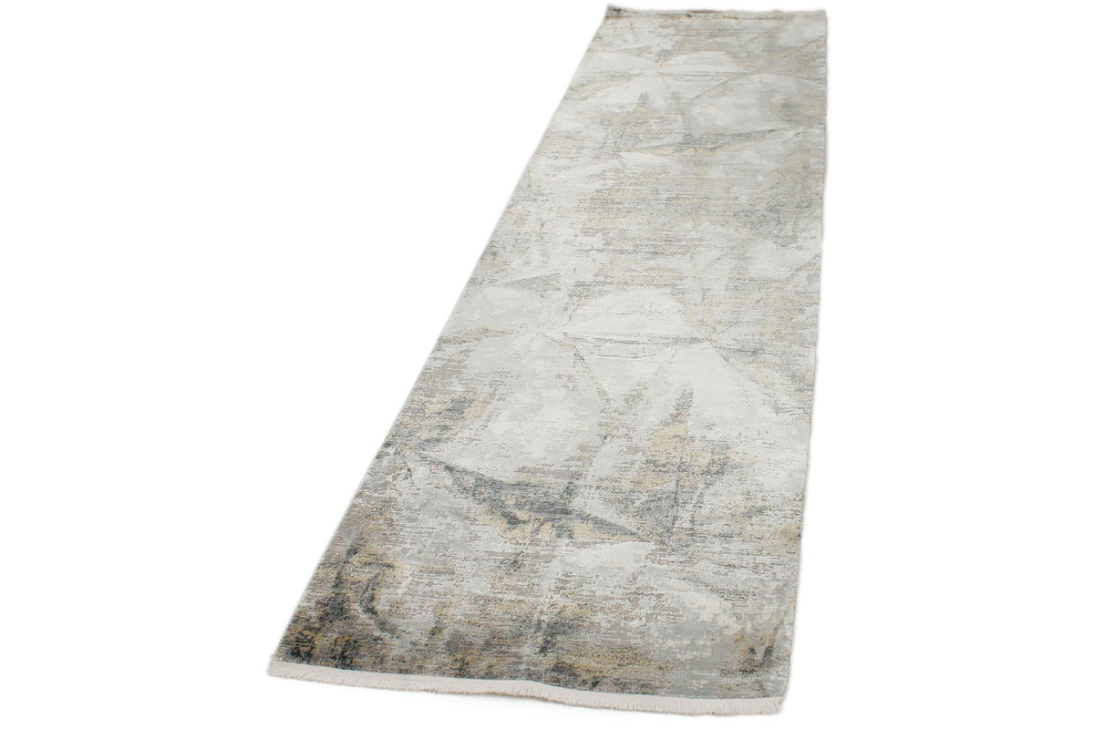 3x10 Light Gray and Off White Turkish Antep Runner