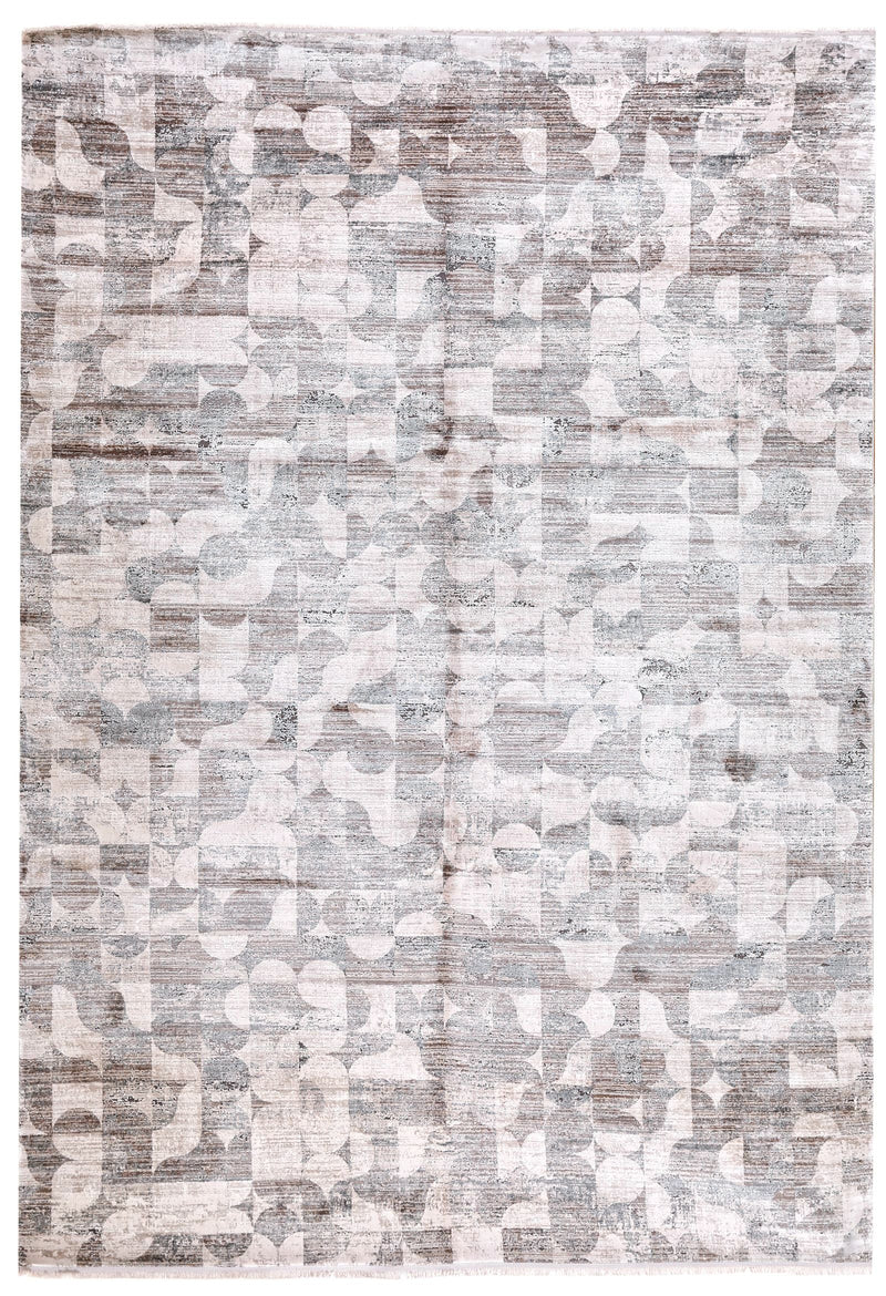 6x9 White and Gray Turkish Antep Rug