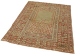 4x5 Green and Rust Turkish Traditional Rug